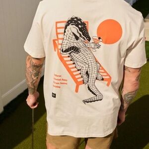 Alligator Lounge Graphic Tee - Cream and Orange